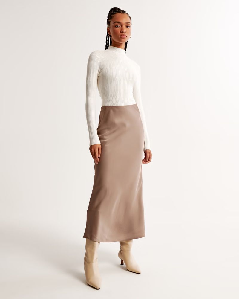 Elevated Satin Column Maxi Skirt | Abercrombie & Fitch (US)