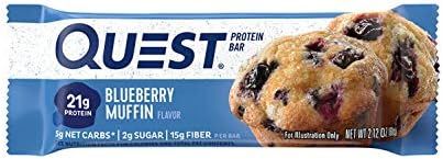 Quest Nutrition Blueberry Muffin Protein Bar, High Protein, Low Carb, Gluten Free, Keto Friendly,... | Amazon (US)