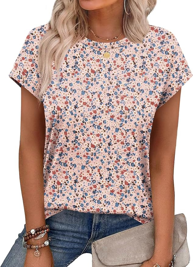 Alaroo Womens Summer Tops Short Sleeve Shirts Crew Neck Tshirt Cute Trendy Tunic Blouses (S-3XL) | Amazon (US)
