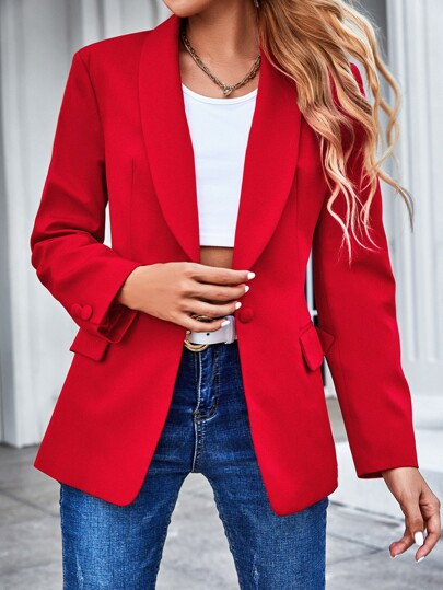 Shawl Collar Single Button Blazer SKU: sw2110267011170308(500+ Reviews)Influencer Picks$23.99$22.... | SHEIN