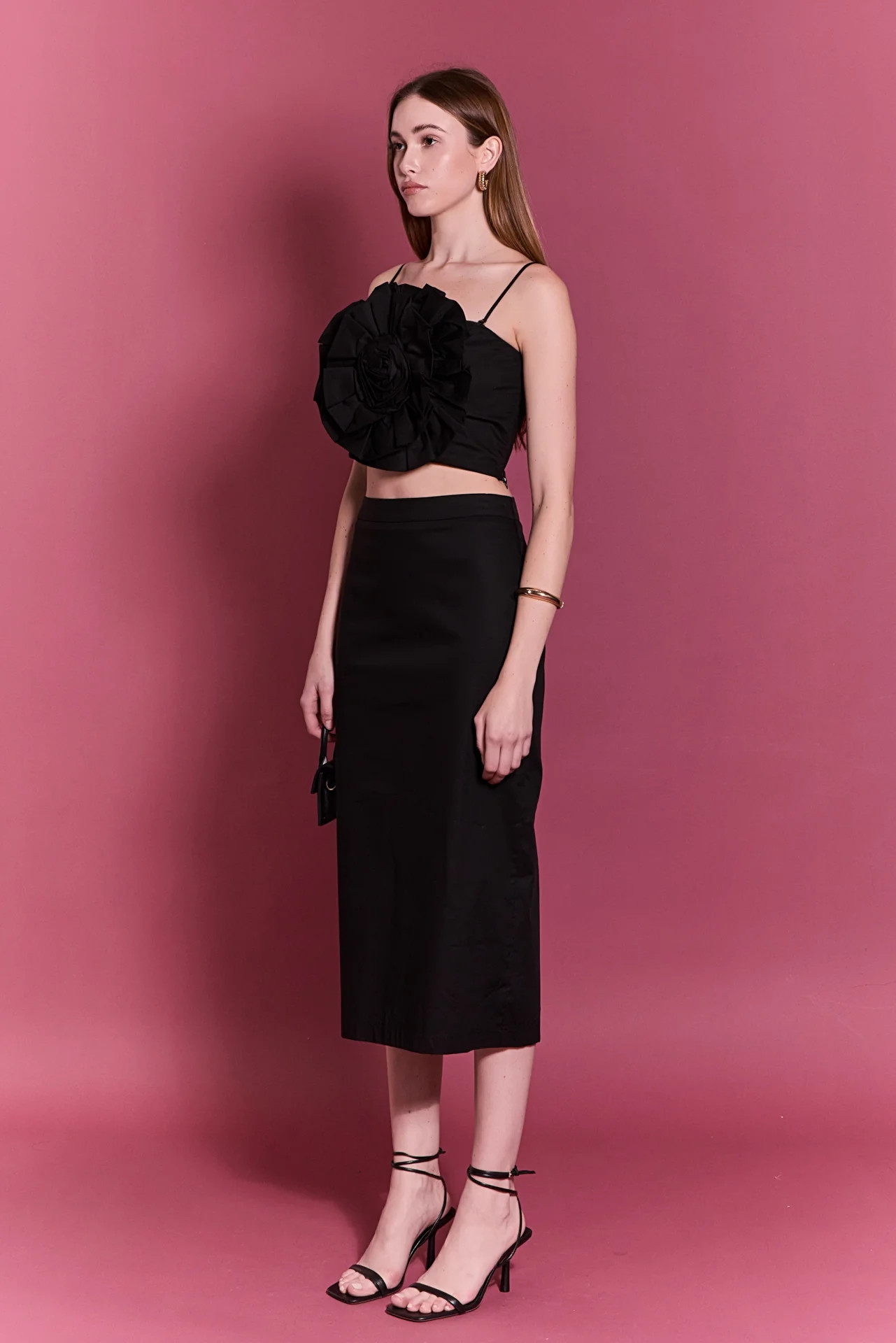 High Waisted Column Midi Skirt | English Factory