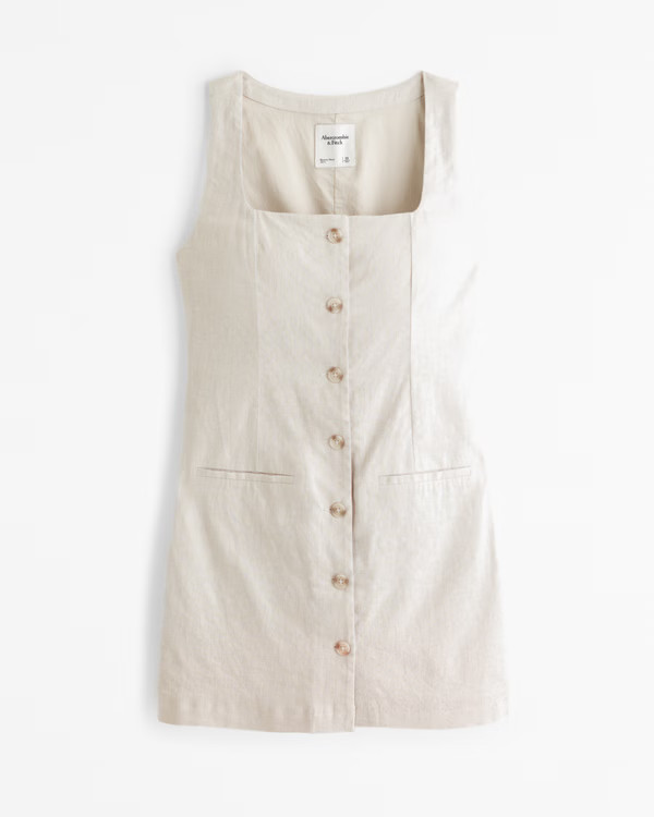 The A&F Mara Squareneck Linen-Blend Vest Mini Dress | Abercrombie & Fitch (US)