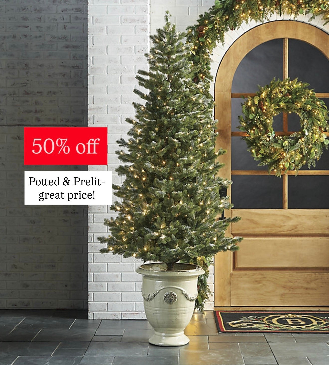 Potted and Prelit Christmas tree. 50% off. Right now. Designer style clearance price 

#LTKSaleAlert #LTKHoliday #LTKHome