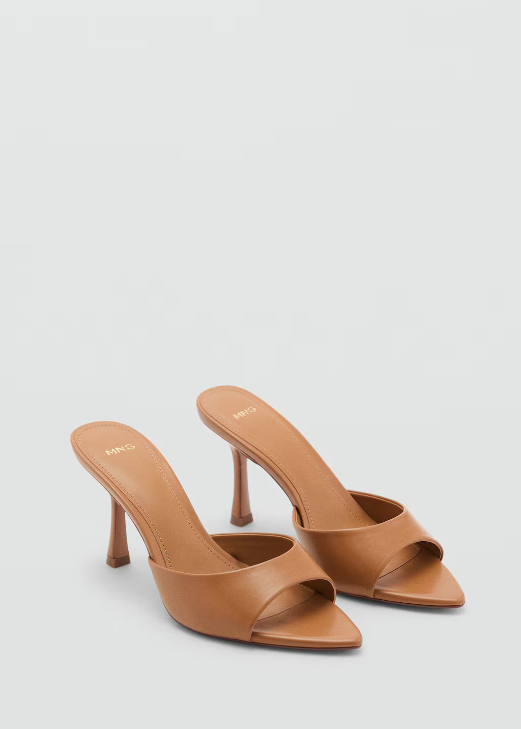 Open-toed heeled sandals with pointed toe medium brown - Women - 9½ - MANGO | Mango (US/MX/AU)