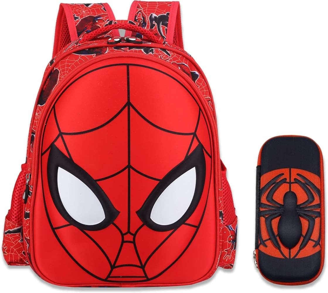 cartoon spidey schoolbag, with a pencil case, features a 3D design. It's waterproof, large - capa... | Amazon (US)