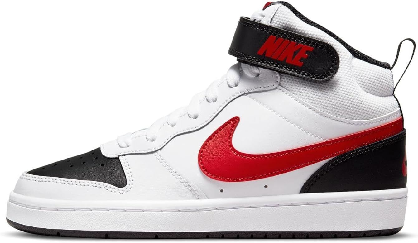 Nike Court Borough Mid CD7782-110 Boys Casual Shoes (White/University RED-Black) | Amazon (US)