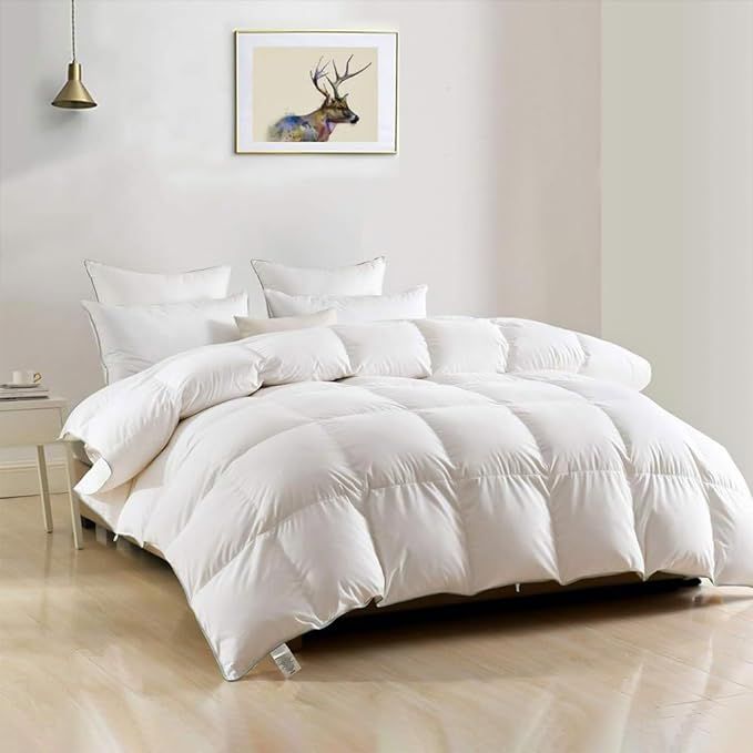 DWR Luxury Oversized King Goose Feathers Down Comforter, Soft Egyptian Cotton Cover, 750 Fill Pow... | Amazon (US)
