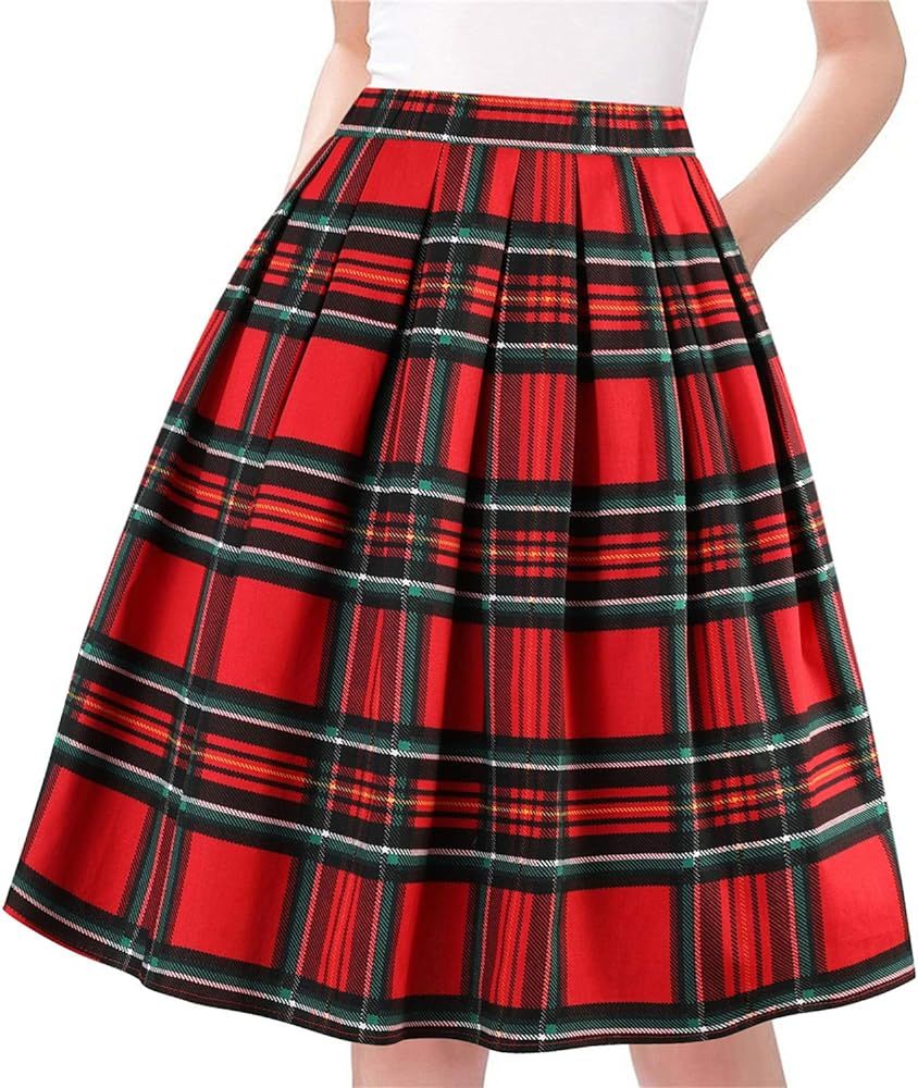 Taydey A-Line Pleated Vintage Skirts for Women | Amazon (US)