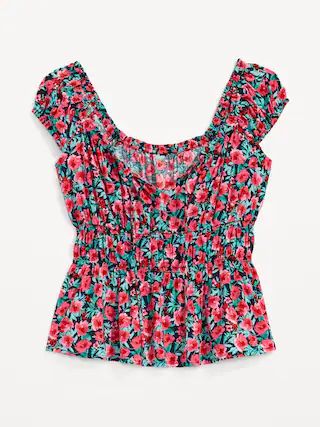 Fitted Tie-Front Smocked Top for Women | Old Navy (US)
