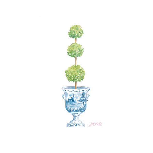 Topiary Ginger Jar Watercolor Print | Cailini Coastal