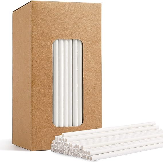Tomnk 210pcs 7.75 Inch White Paper Straws Biodegradable Drinking Straws- Premium Eco-Friendly & D... | Amazon (US)