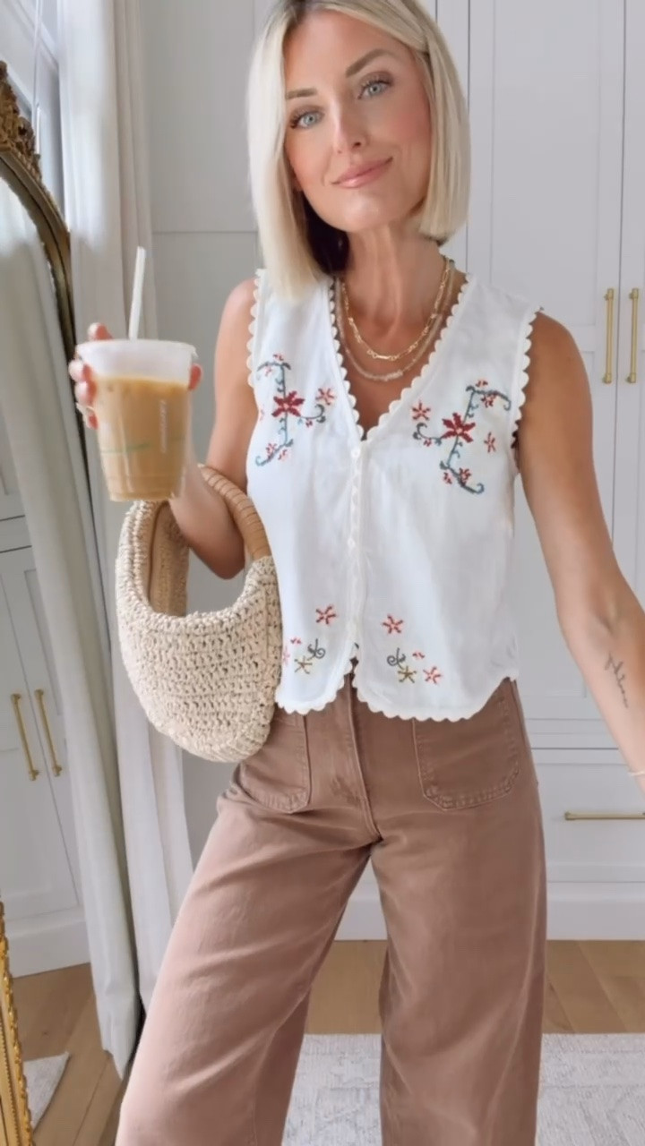 Can you believe these pieces are @Target finds?! 😍 obsessed with the color of these pants! Wearing S/2.

Loverly Grey, Target find, Target fashion, floral embroidered tank top, brown jeans, brown denim, summer fashion, summer outfit ideas

#LTKootd #LTKSeasonal