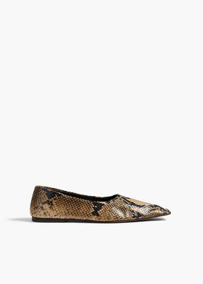 KHAITE - Marlene Ballerina In Python-Embossed Taupe | Khaite
