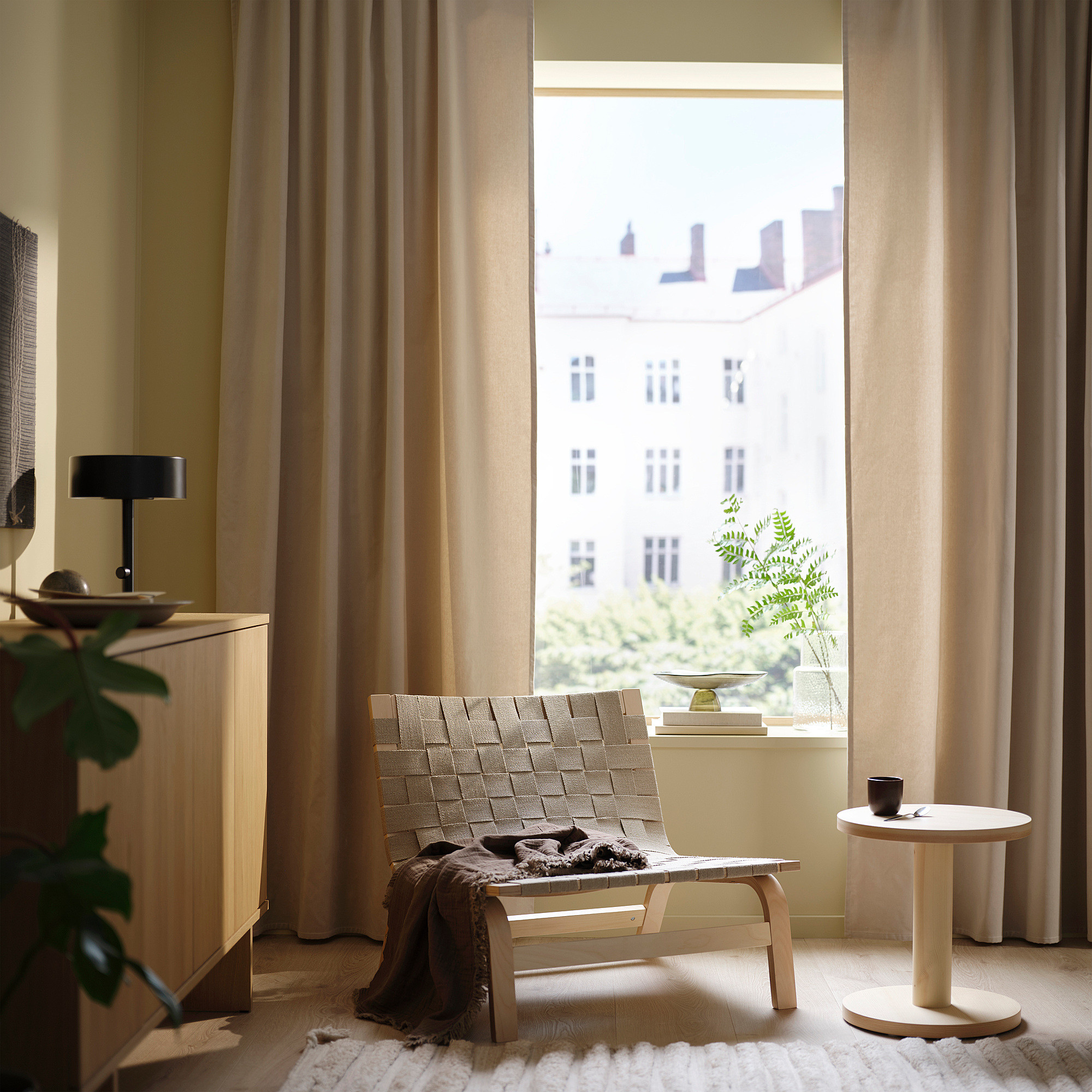 Curtains, 1 pair, light beige/with heading tape, 55x98 " | IKEA US