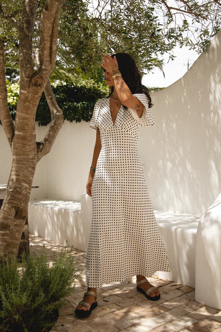 Summer Nostalgia Bias Cut Midi Dress White | VRG Grl
