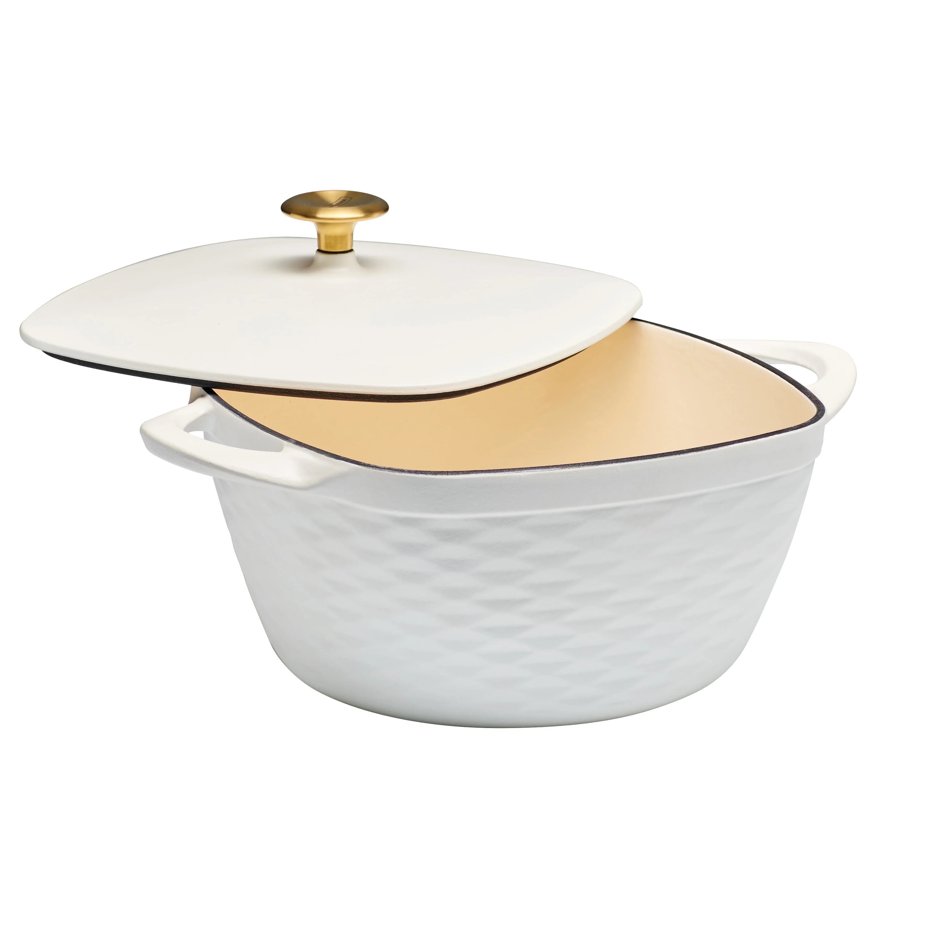 Tramontina Prisma 7-Quart Enameled Cast Iron Square Dutch Oven with Lid, Satin White with Gold Kn... | Walmart (US)
