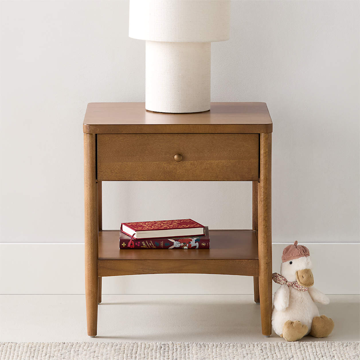 Hampshire Natural Brown Wood Kids Nightstand with Drawer + Reviews | Crate & Kids | Crate & Barrel