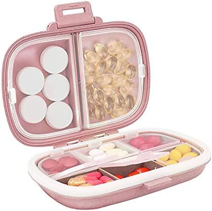 Daily Pill Organizer, 8 Compartments Portable Pill Case, Pill Box Hold Vitamins, Cod Liver Oil (P... | Amazon (US)