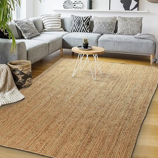 Signature Loom Handcrafted Farmhouse Jute Accent Rug (6 ft x 9 ft) - Soft & Comfortable Jute Area... | Amazon (US)