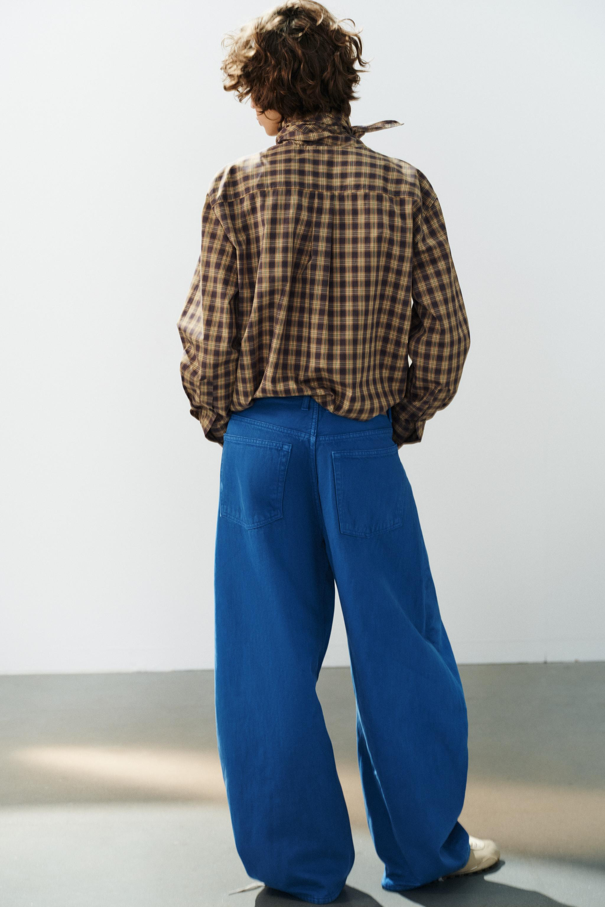 CHECKED SCARF OVERSIZE SHIRT | Zara UK