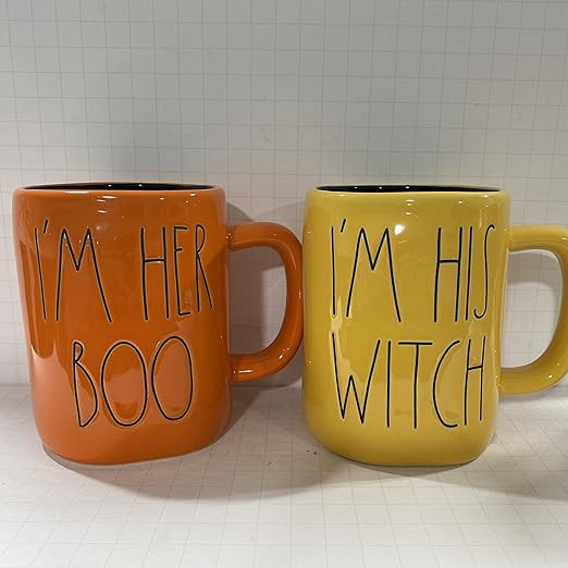 Rae Dunn I'M HER BOO + I'M HIS WITCH Mug Set of 2 - Halloween - Coffee cup - Ceramic - 16 oz | Amazon (US)