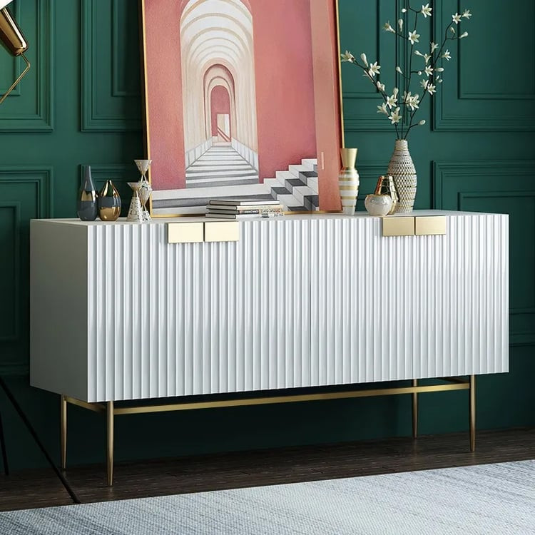 Twixer 59" White Sideboard Buffet with Doors Accent Cabinet with Storage 4 doors | Homary