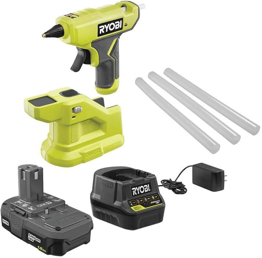 Ryobi ONE+ 18V Cordless Compact Glue Gun Kit with 1.5 Ah Compact Lithium-Ion Battery and 18V Char... | Amazon (US)
