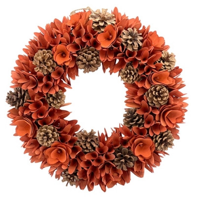 Fall Woodchip & Pinecone Wreath 18" | Ashley Homestore