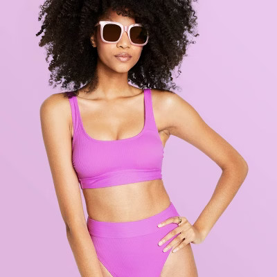 Women's Ribbed Bralette Bikini Top - Stoney Clover Lane x Target Bright Purple | Target