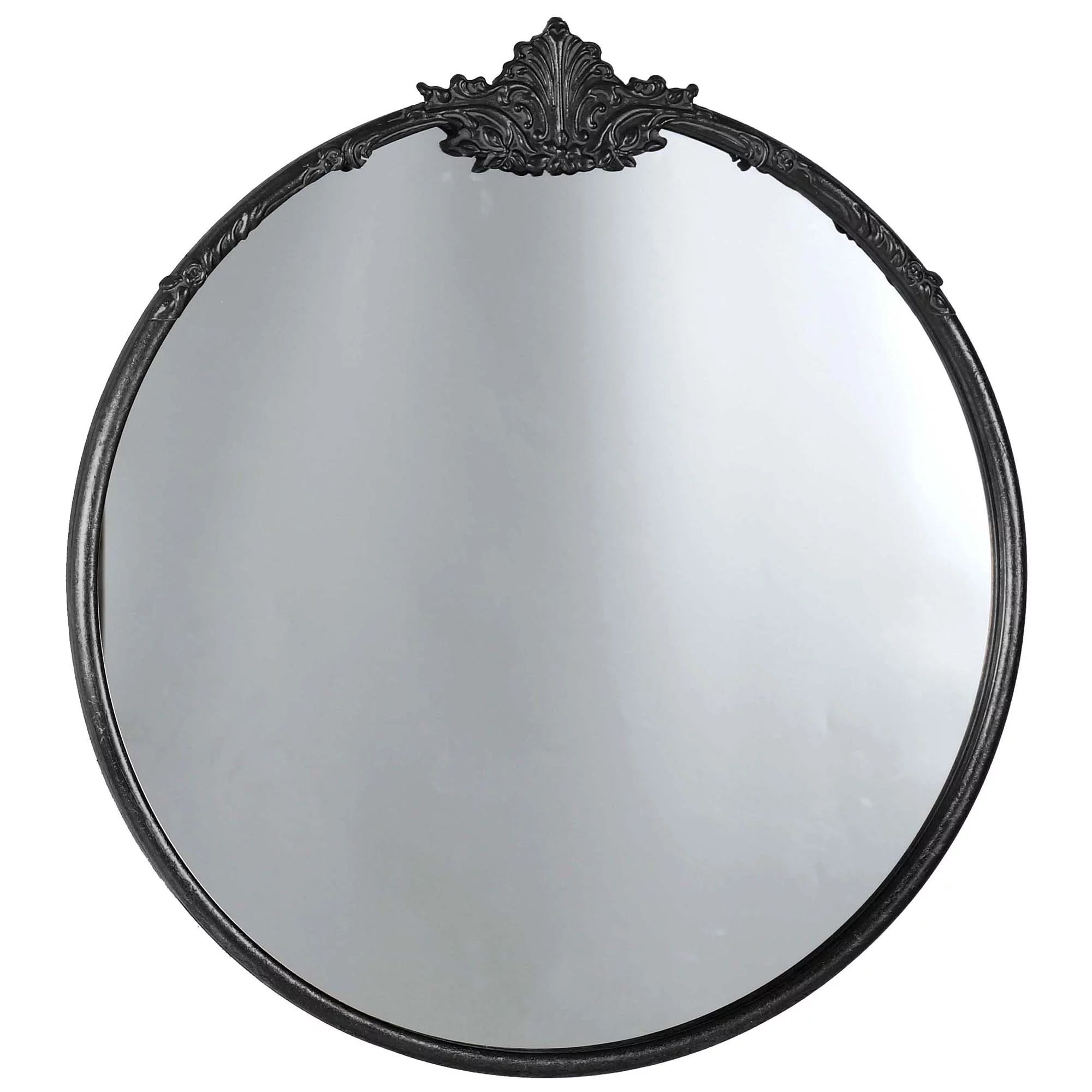Black Round Metal Vintage-Inspired Ornate Decorative Accent Vanity Wall Mirror - 22" x 23.5" x 1.... | Walmart (US)