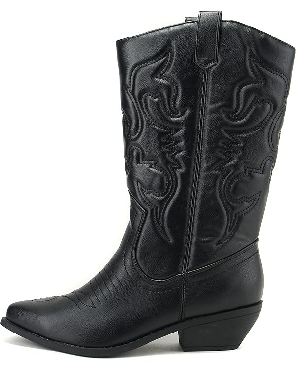 Soda Red Reno Western Cowboy Pointed Toe Knee High Pull On Tabs Boots All-White | Amazon (US)