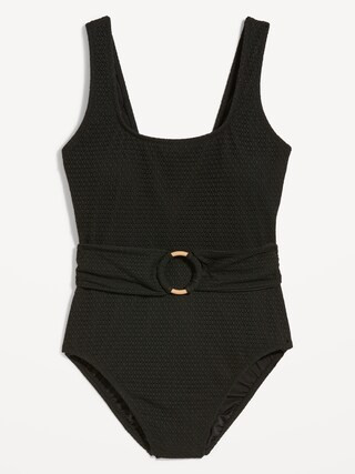 Belted Crochet One-Piece Swimsuit for Women | Old Navy (US)