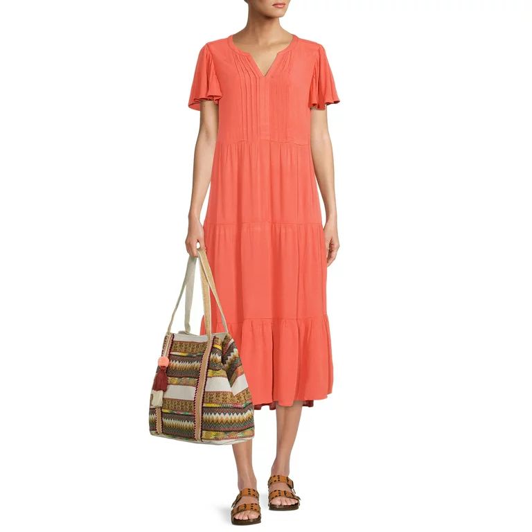 Beachlunchlounge Women's Short Sleeve Solid Dress | Walmart (US)