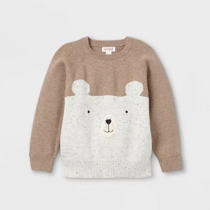Toddler Boys' Bear Crew Neck Pullover Sweater - Cat & Jack™ Oatmeal Heather | Target