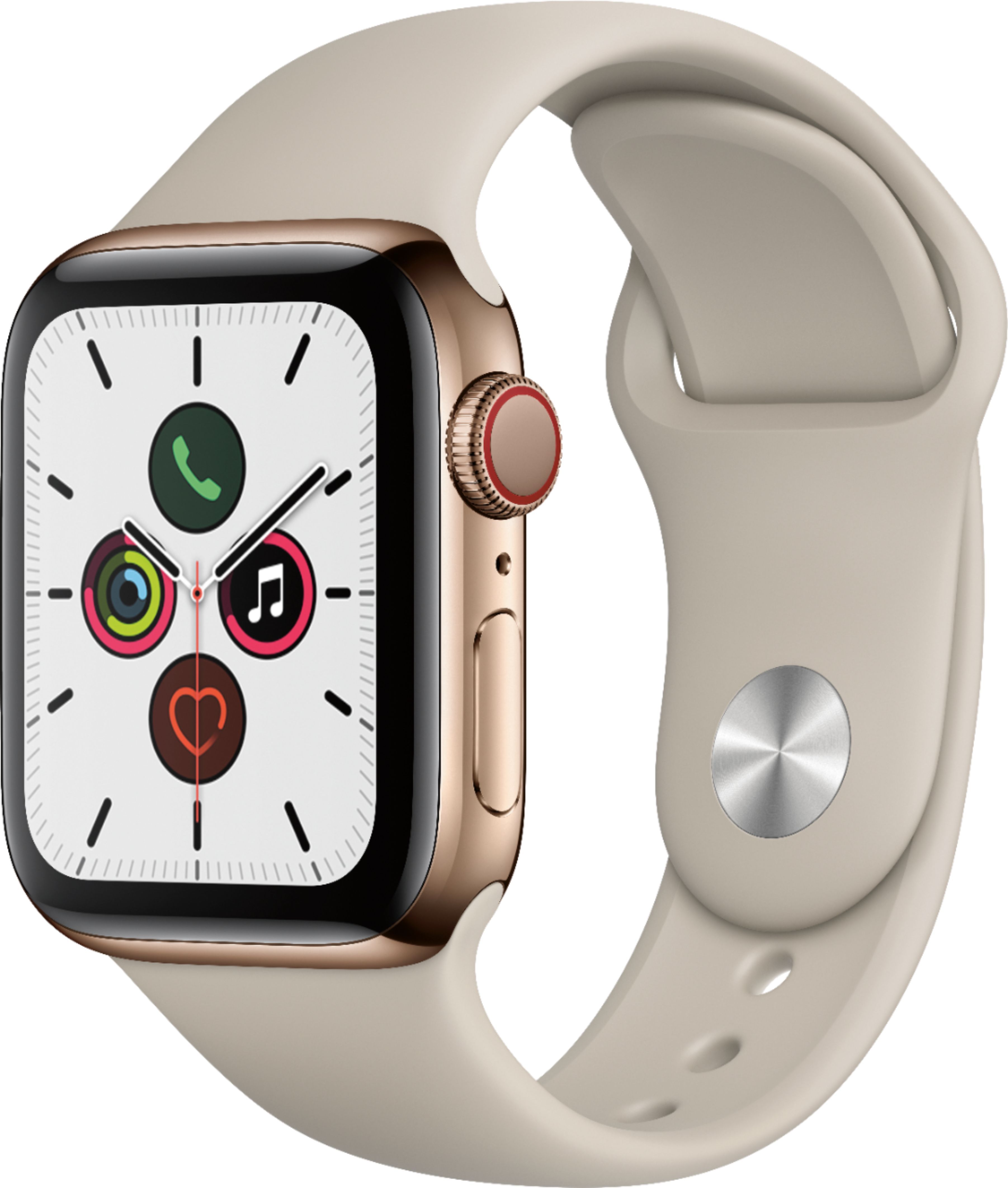 Apple Watch Series 5 (GPS + Cellular) 40mm Gold Stainless Steel Case with Stone Sport Band Gold S... | Best Buy U.S.