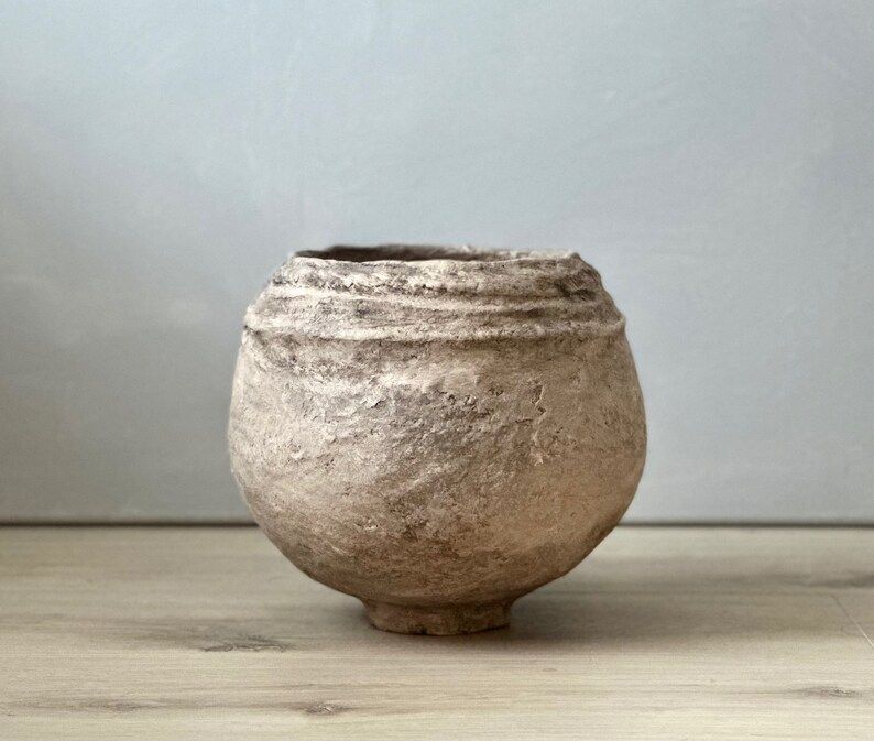 Paper Mache Vase, Medium Handmade Vessel, Textured, Aged Beige Color, Wabi Sabi, Imperfect Organi... | Etsy (US)