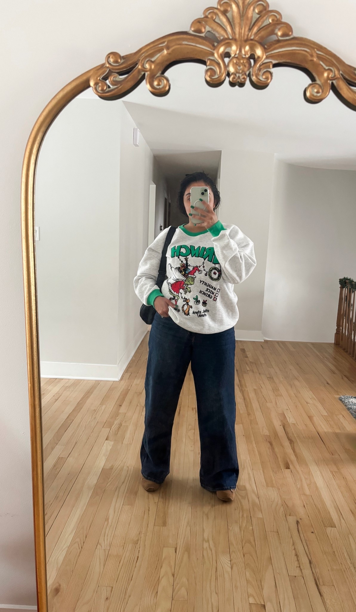 Cozy outfit for women 
#grinchsweatshirt #christmassweaters

#LTKSeasonal #LTKFindsUnder50