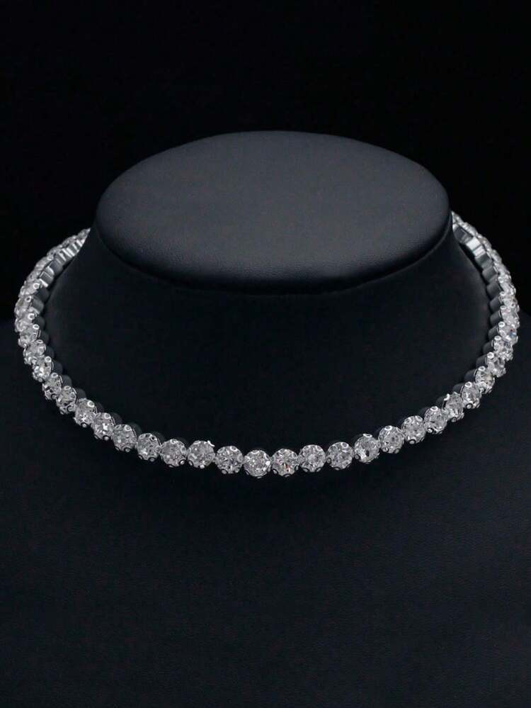1pc Sexy Sparkling Rhinestone Choker Necklace, Jewelry Accessory For Bridal Wedding Evening Dress | SHEIN