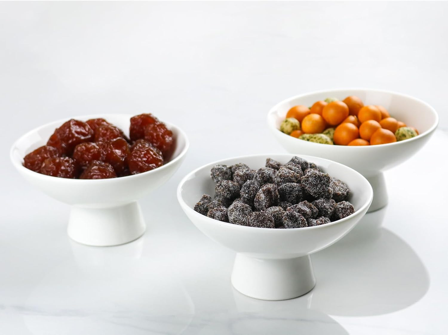 8 oz Small Porcelain Footed Bowls, 5" White Pedestal Bowls for Nuts, Desserts, Ice Cream, Creme B... | Amazon (US)