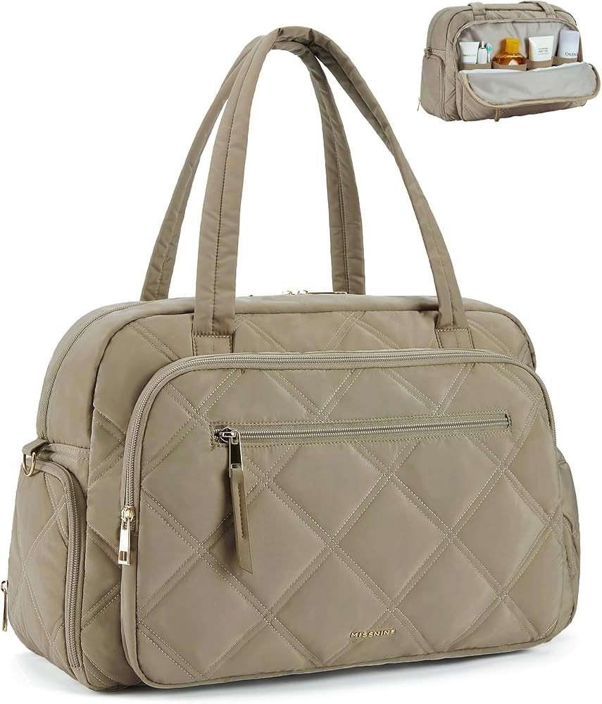 Missnine Small Gym Bag for Women, Quilted Duffle Bag for Travel with Toiletry Organizer Compartme... | Amazon (US)
