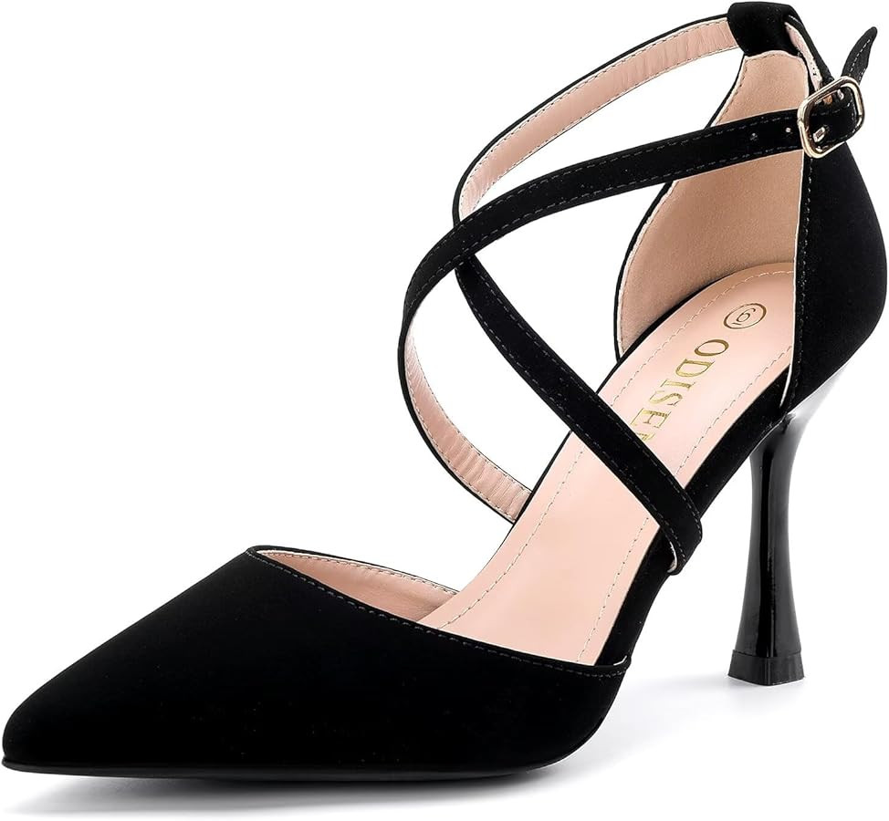 Odisen Women's 3.5 in High Heels Closed Toe Ankle Strap Bridal Wedding Dress Shoes | Amazon (US)