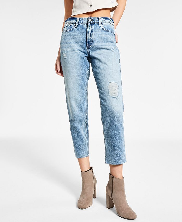 Calvin Klein Jeans Cotton Straight-Leg Ankle Jeans & Reviews - Jeans - Juniors - Macy's | Macys (US)