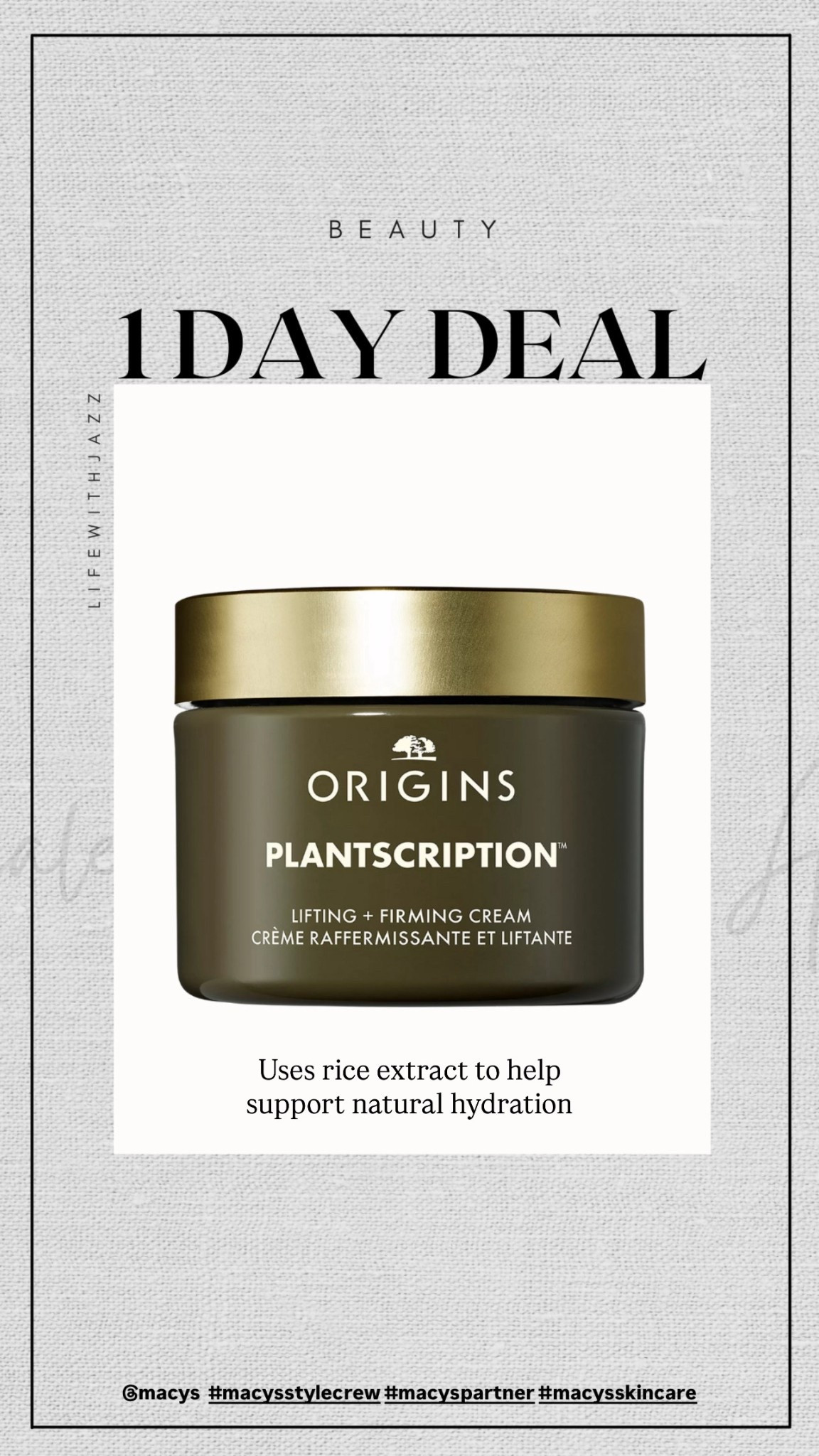 Macys 1 day beauty deal — origins lifting + firming cream is 50% off! 

#LTKBeauty #LTKSaleAlert