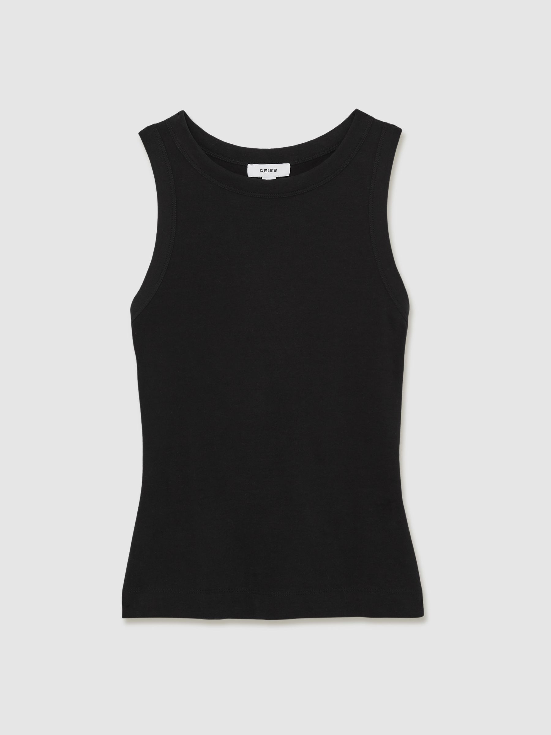 Reiss Stretch-Cotton Racerback Vest in Black - REISS | Reiss UK