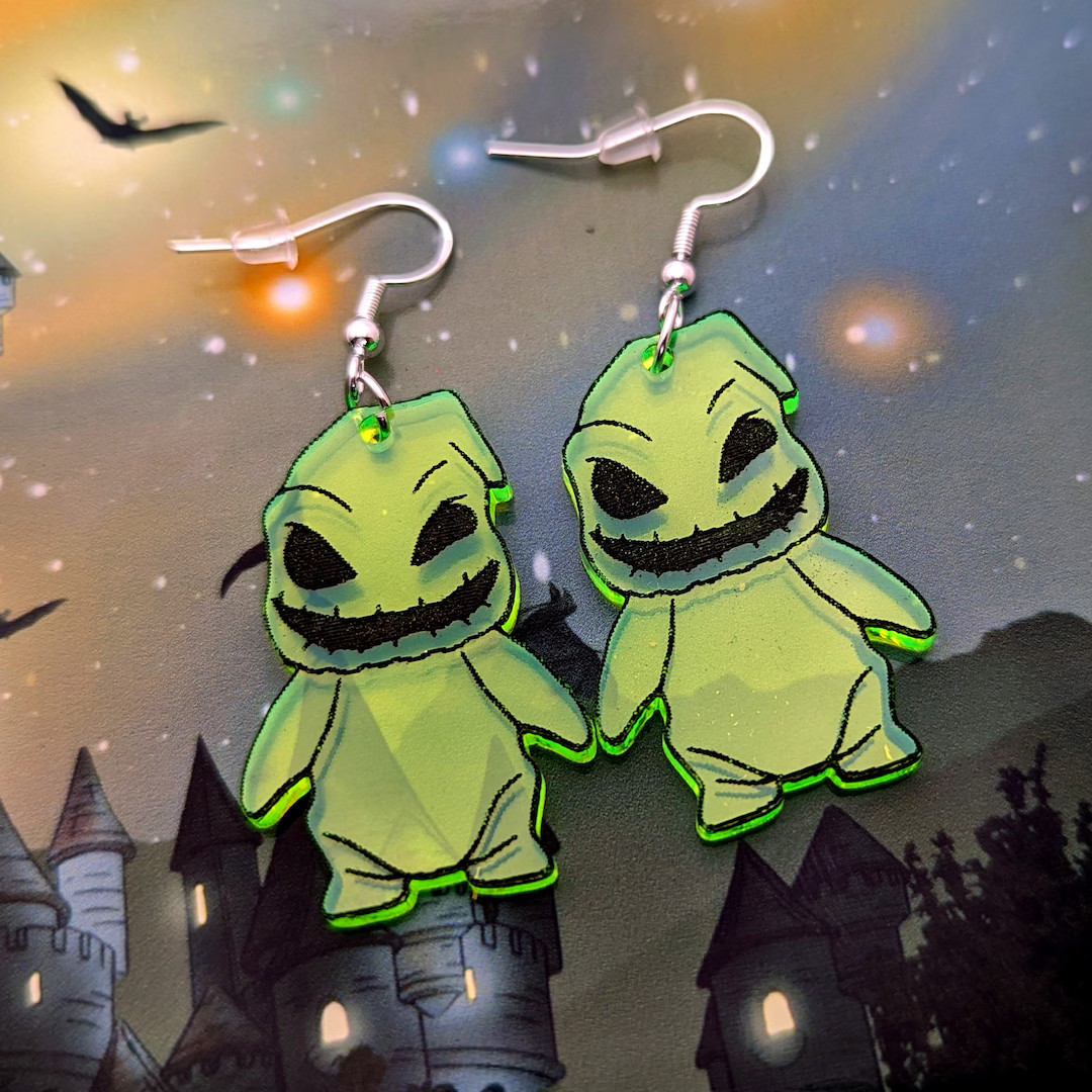 Neon Green Oogie Boogie Acrylic Dangle Earrings Oogie Boogie - Etsy | Etsy (US)