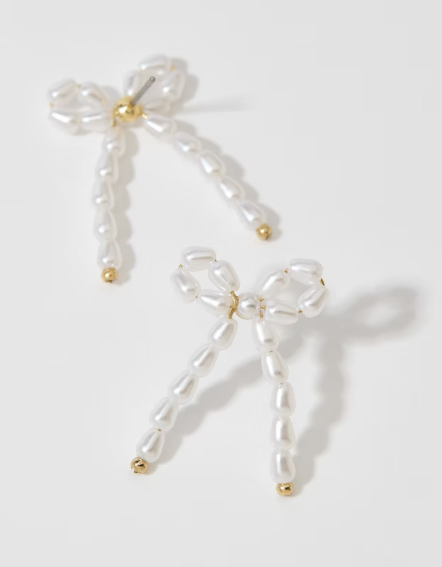 Aerie Pearl Bow Earrings | Aerie