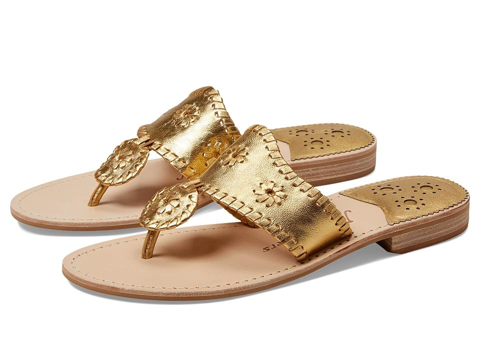 Jack Rogers Jacks Flat Sandal (Gold/Gold) Women's Sandals | Zappos