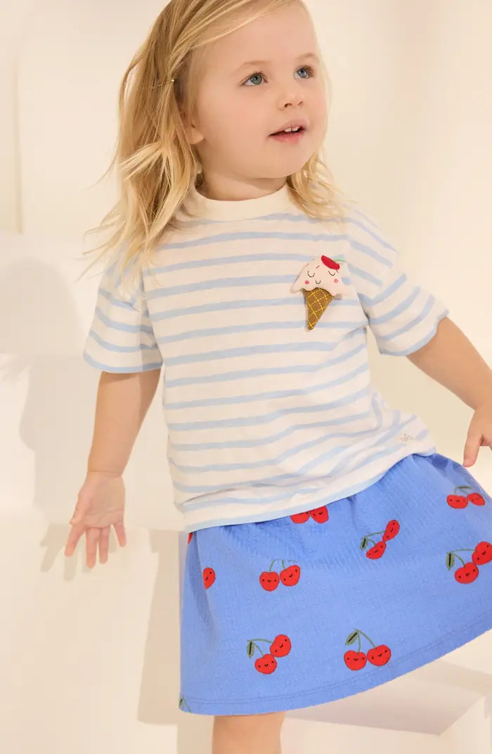 Kids' Ice Cream Cone Embellished Cotton Graphic T-Shirt & Print Skirt Set | Nordstrom