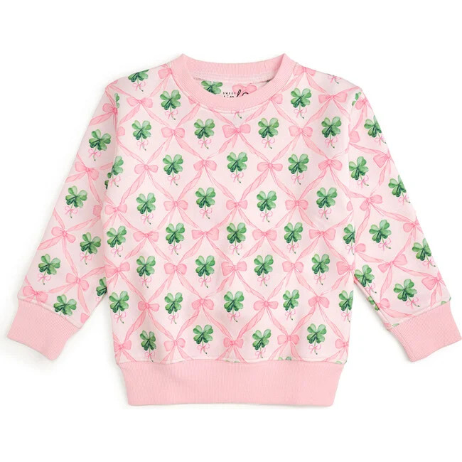 Sweet Wink | Coquette Clover St. Patrick's Day Sweatshirt, Light (Pink, Size 12Y) | Maisonette | Maisonette