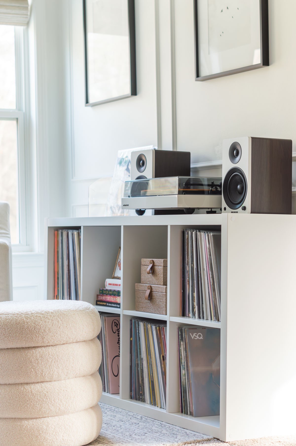 I just updated my vinyl listening / reading nook corner of the bedroom to a new cabinet to better hold my growing record collection. The record cabinet has enough space to hold all of my vinyls and supplies, along with a few happy aesthetics. home decor vinyl collection bedroom decor music room decor boucle ottoman floor lamp area rug record player

#LTKStyleTip 

#LTKHome